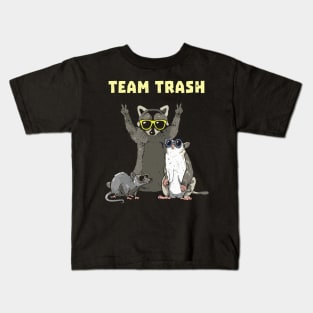 Team Trash Opossum Raccoon Rat_ Funny Animals Garbage Gang Kids T-Shirt